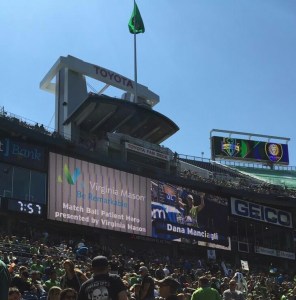 2 Big Screens and an announcer telling my cancer story and honoring Tracy, too.